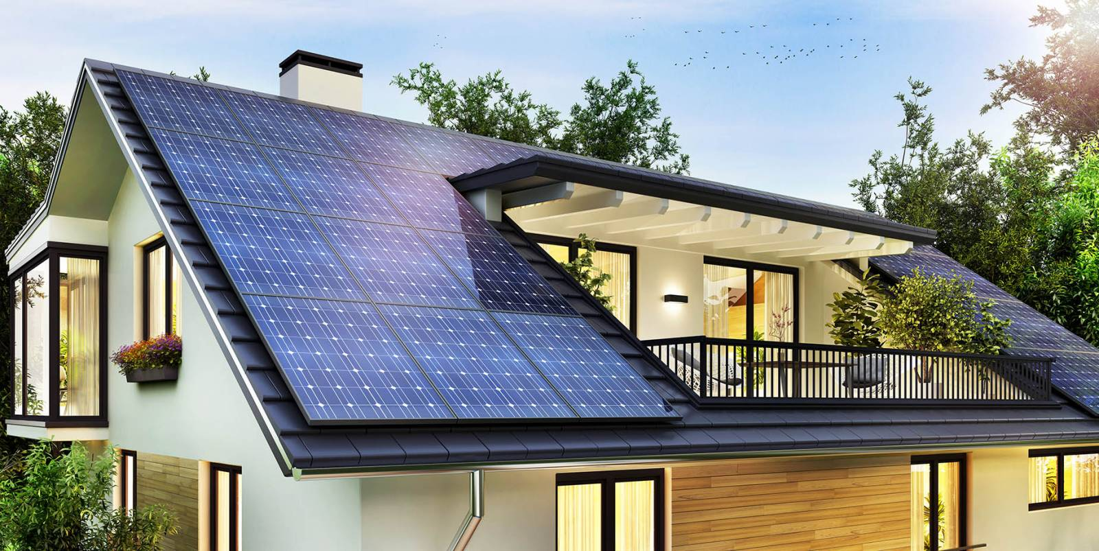 Maison avec panneaux solaires